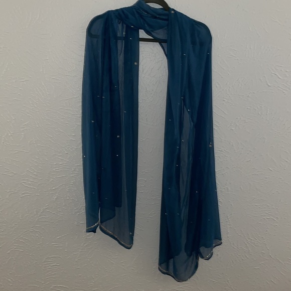 Gharara Blue with intricate Silver beading. - Picture 7 of 9